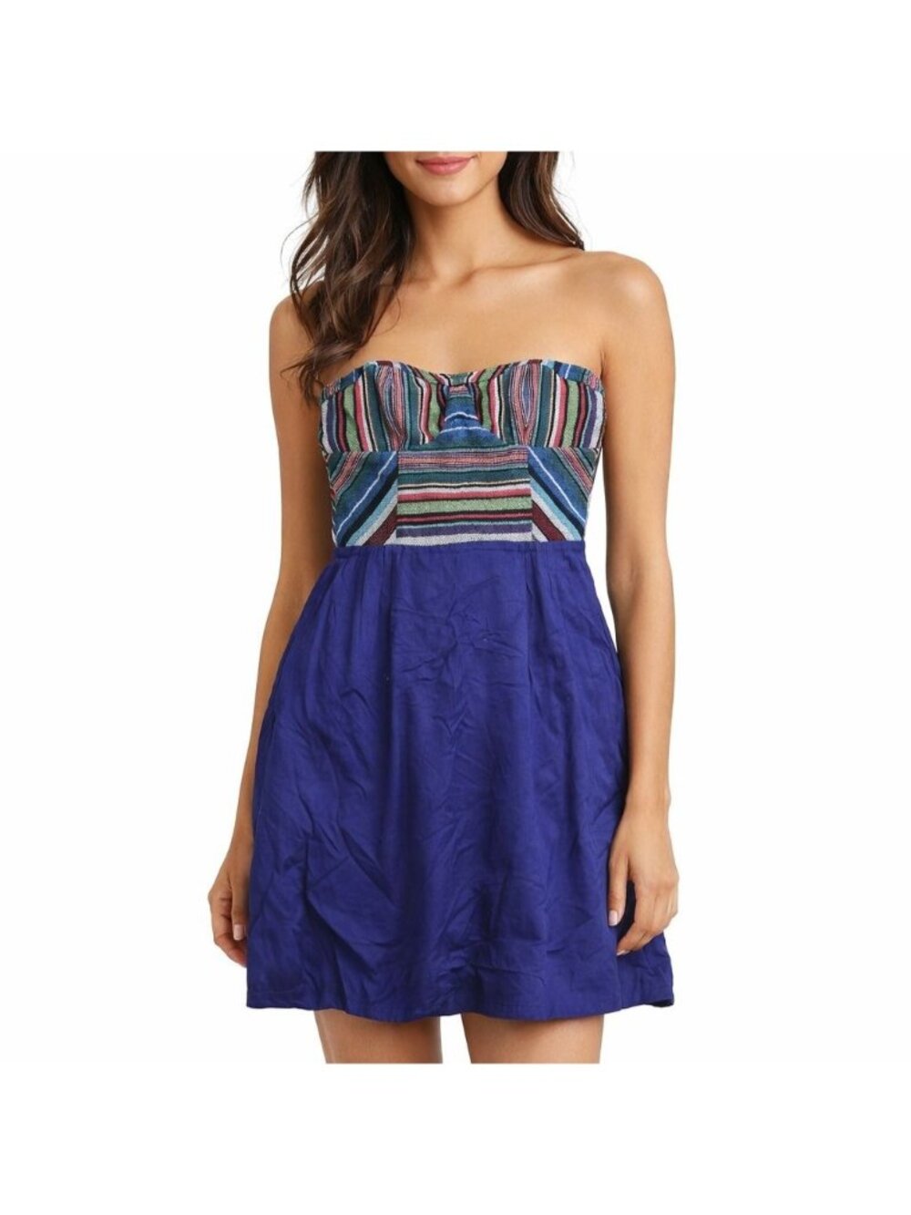 Staring At Stars Urban Outfitters Strapless Indigo Blue Mini Indie Boho Dress 6